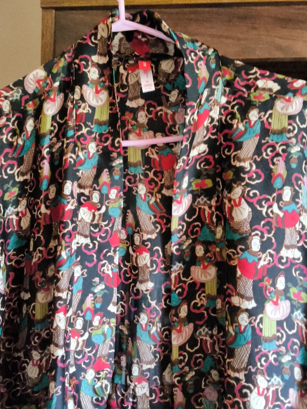 Josie Natori Geisha Garden Satin Kimono Wrap Robe